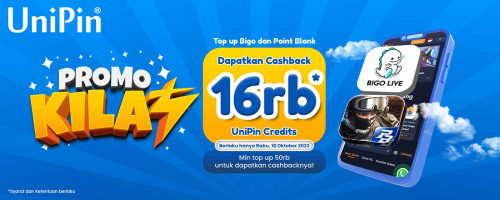 Sikat Promonya! Top Up Bigo dan Point Blank Cashback 16rb UniPin Credits!